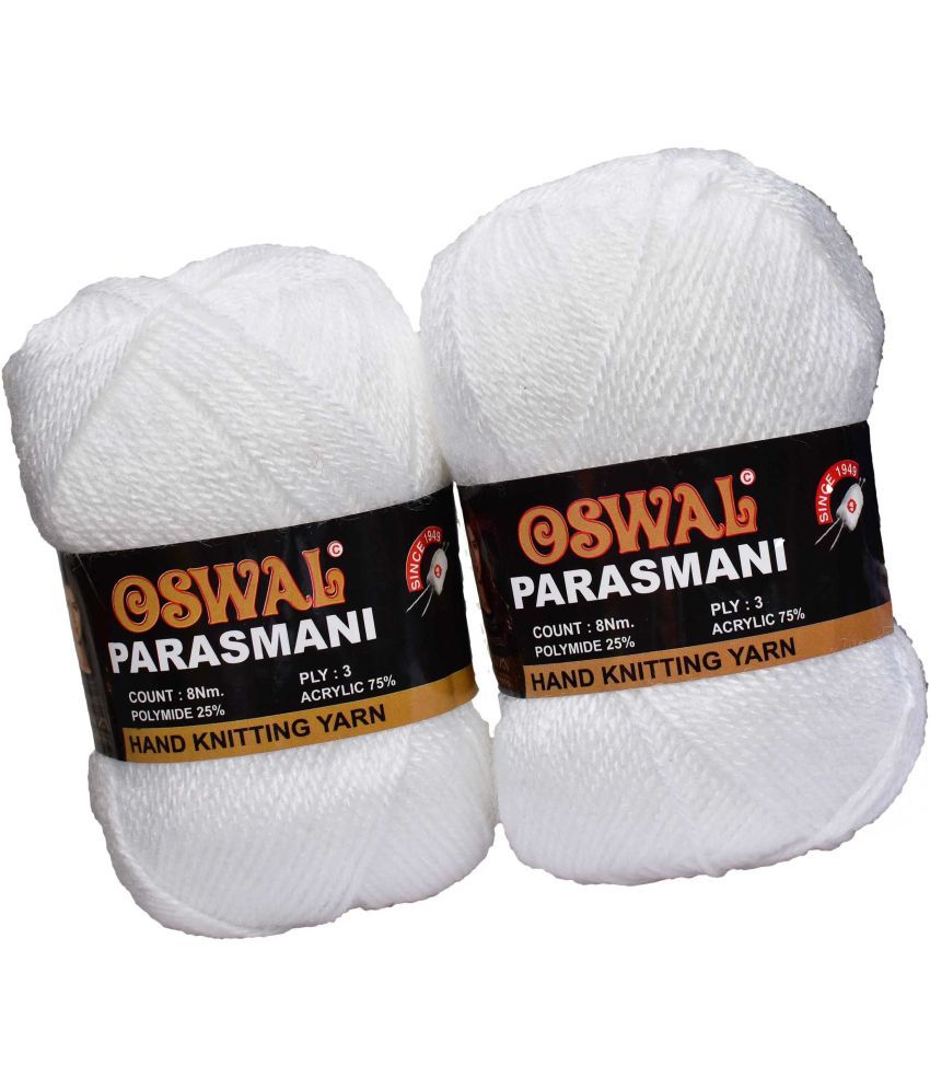     			Represents Oswal 3 Ply Knitting  Yarn Wool,  White 500 gm Art-EGG