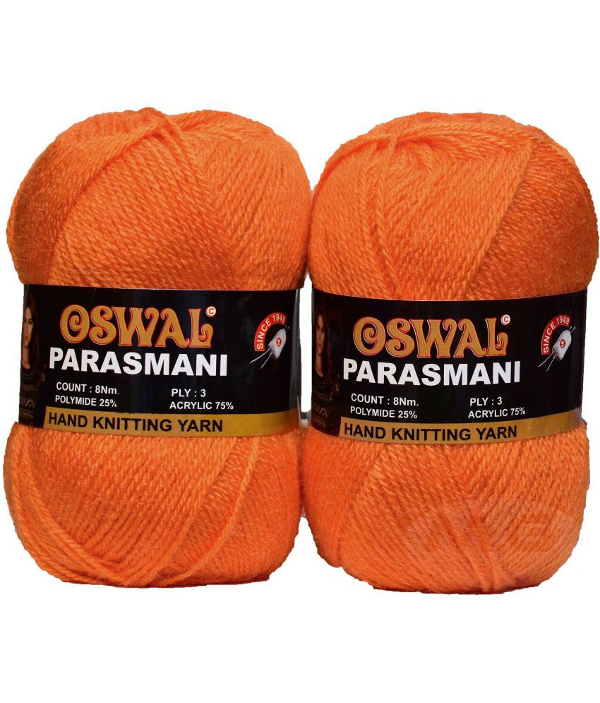     			Represents Oswal 3 Ply Knitting  Yarn Wool,  Orange 200 gm Art-EII
