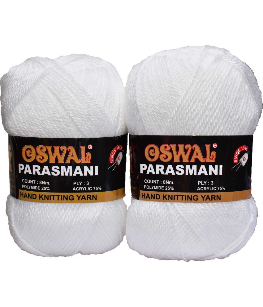     			Represents Oswal 3 Ply Knitting  Yarn Wool,  White 200 gm Art-EGG