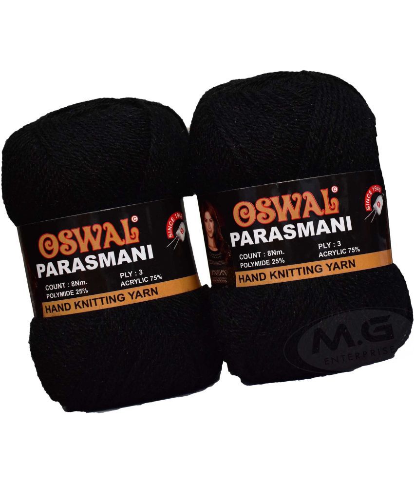     			Represents Oswal 3 Ply Knitting  Yarn Wool,  Black 500 gm Art-EGI