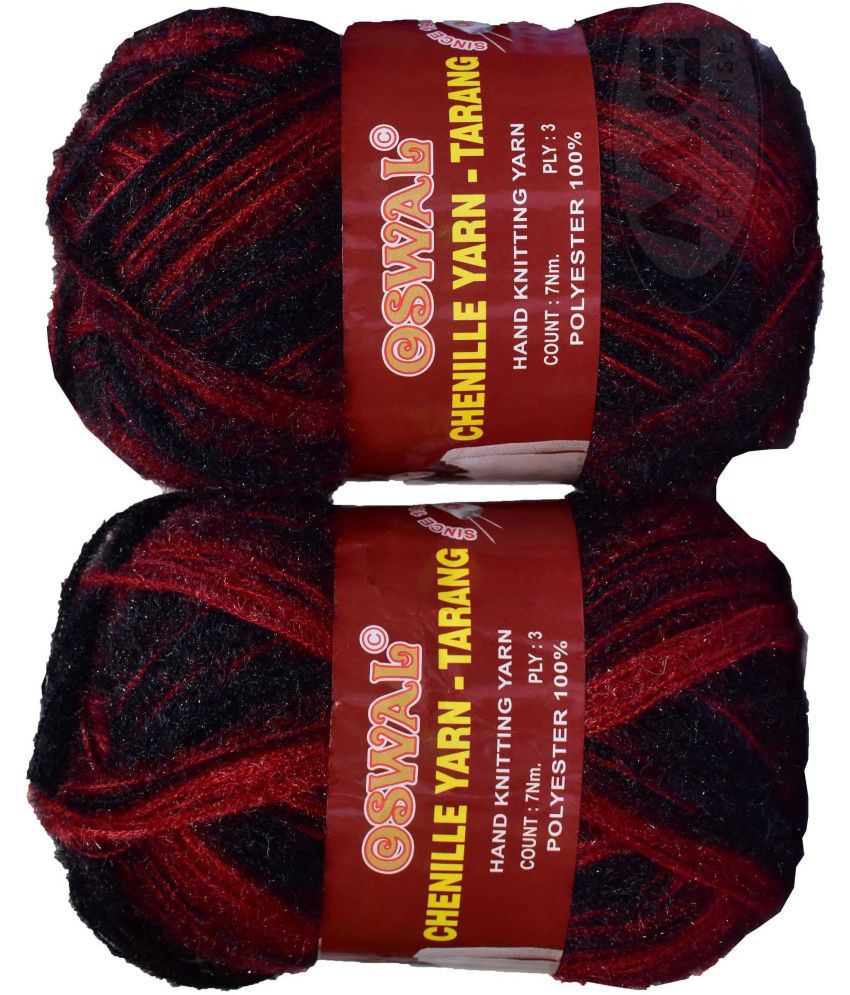     			Represents Oswal  3 Ply Knitting  Yarn Wool,  Black Red 600 gm Art-HDJ
