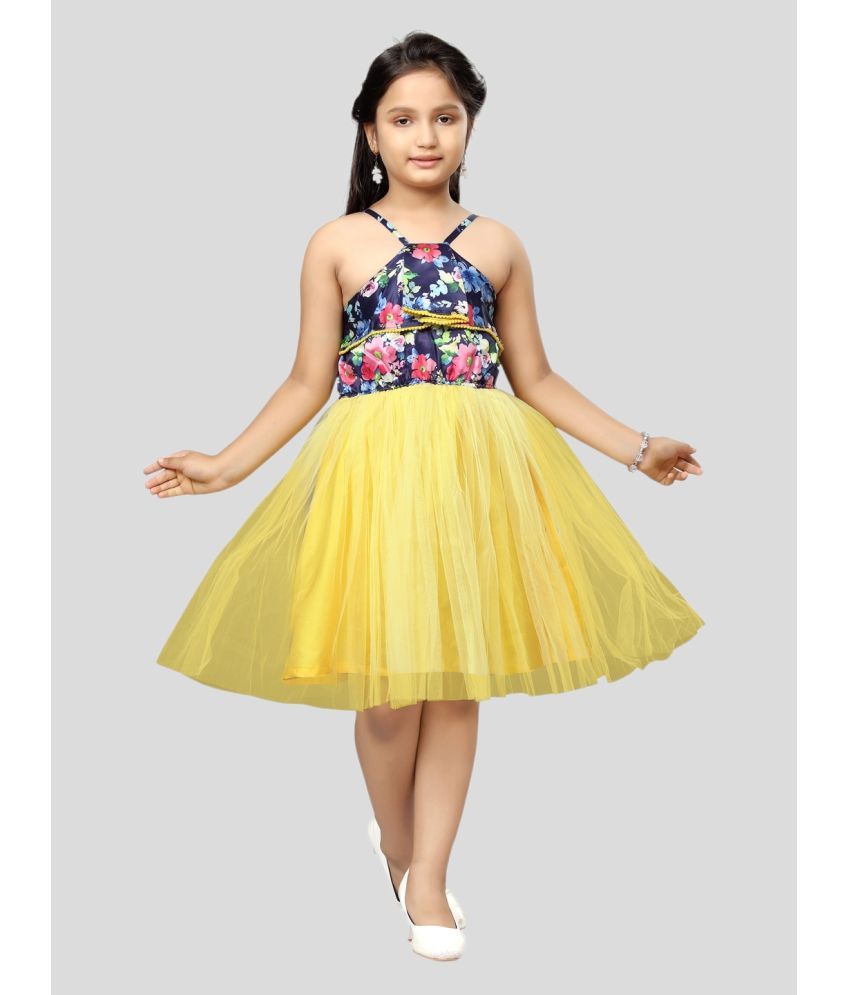     			Aarika Yellow Nylon Girls Fit And Flare Dress ( Pack of 1 )