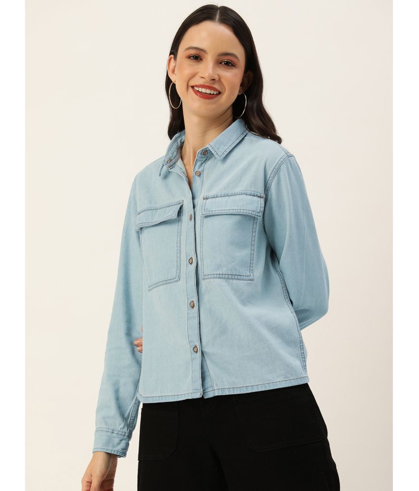     			Bene Kleed Blue Cotton Women's Shirt Style Top ( Pack of 1 )