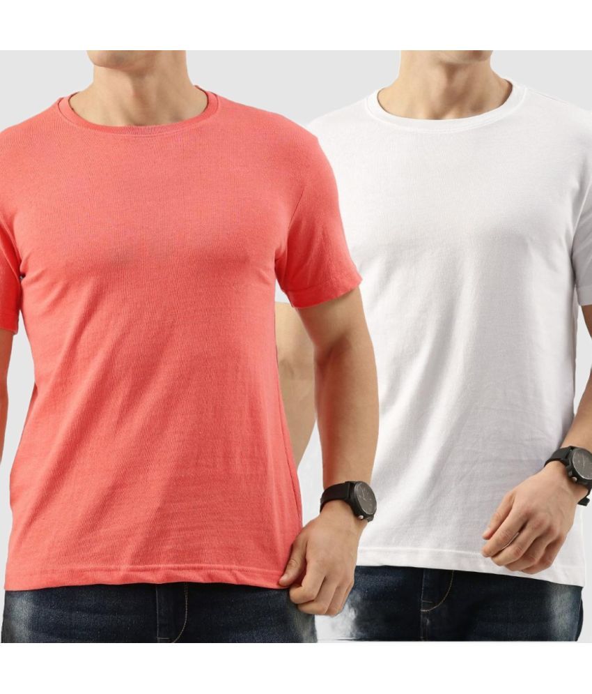     			Bene Kleed Cotton Regular Fit Solid Half Sleeves Men's T-Shirt - Pink ( Pack of 2 )