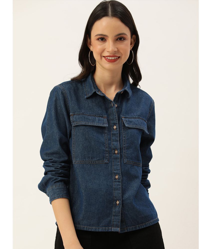     			Bene Kleed Navy Blue Cotton Women's Shirt Style Top ( Pack of 1 )