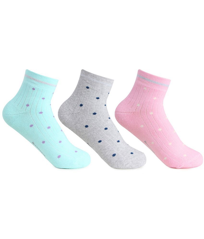     			Bonjour Multicolor Cotton Women's Ankle Length Socks ( Pack of 3 )