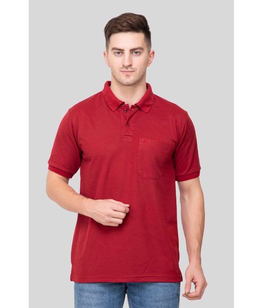     			EKOM Cotton Blend Regular Fit Solid Half Sleeves Men's Polo T Shirt - Maroon ( Pack of 1 )