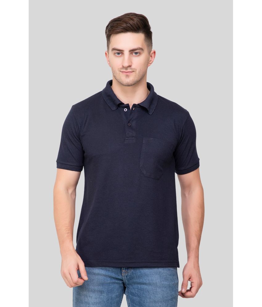     			EKOM Cotton Blend Regular Fit Solid Half Sleeves Men's Polo T Shirt - Navy Blue ( Pack of 1 )