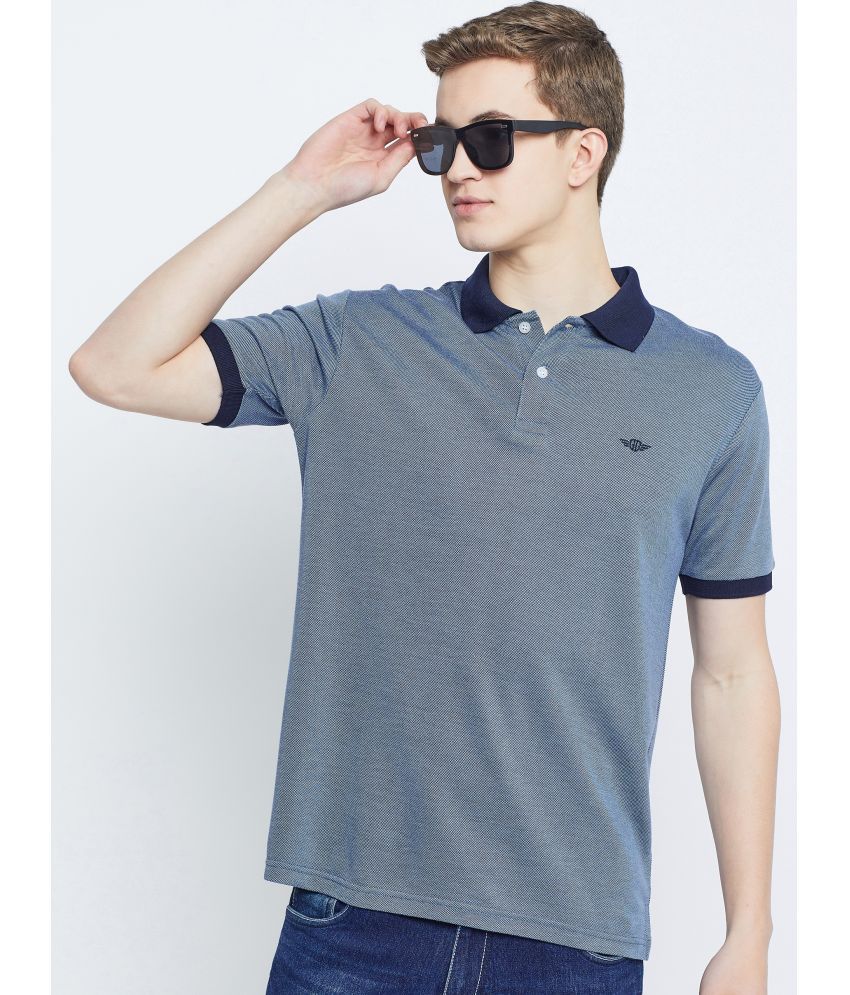     			GET GOLF Cotton Blend Regular Fit Self Design Half Sleeves Men's Polo T Shirt - Blue ( Pack of 1 )