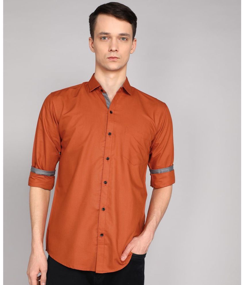     			P&V CREATIONS Cotton Blend Regular Fit Solids Full Sleeves Men's Casual Shirt - Orange ( Pack of 1 )