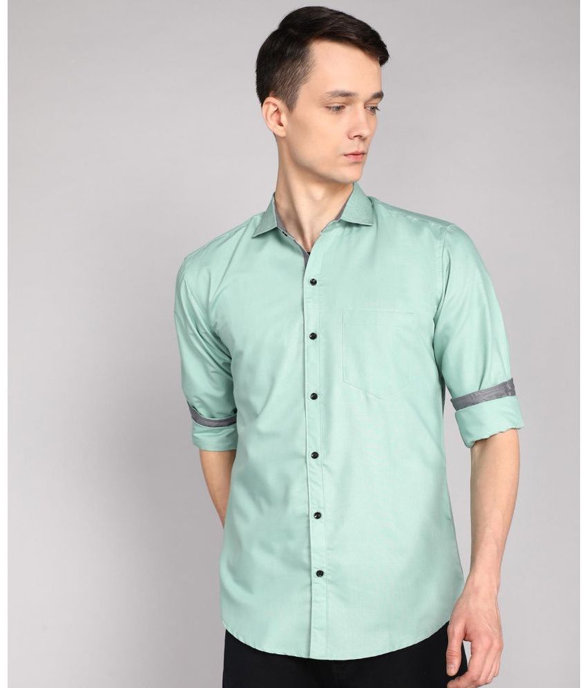     			P&V CREATIONS Cotton Blend Regular Fit Solids Full Sleeves Men's Casual Shirt - Mint Green ( Pack of 1 )