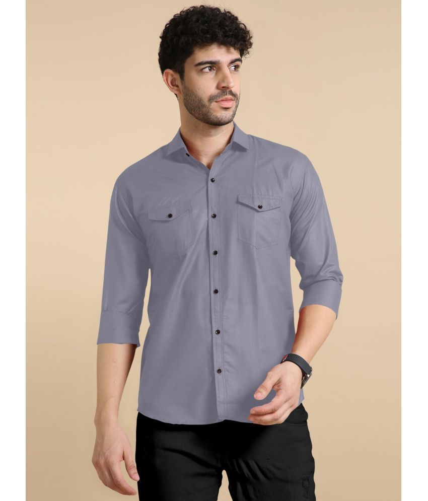     			P&V CREATIONS Cotton Blend Slim Fit Solids Full Sleeves Men's Casual Shirt - Grey ( Pack of 1 )