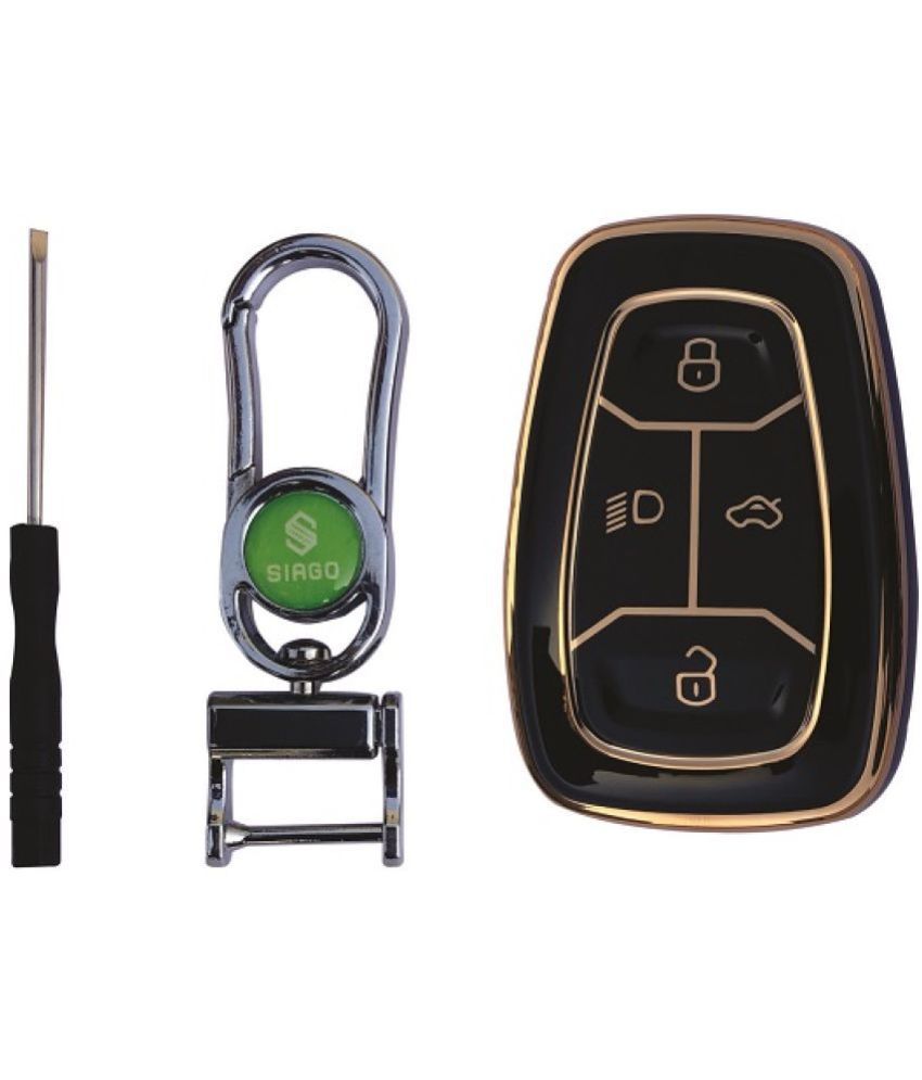     			SIAGO Soft TPU Key Cover Compatible with TATA 4 Button Smart Car Key Cover with Key Chain for Nexon | Harrier | Safari | Altroz | Tigor | EV | Punch | Tiago EV Electric