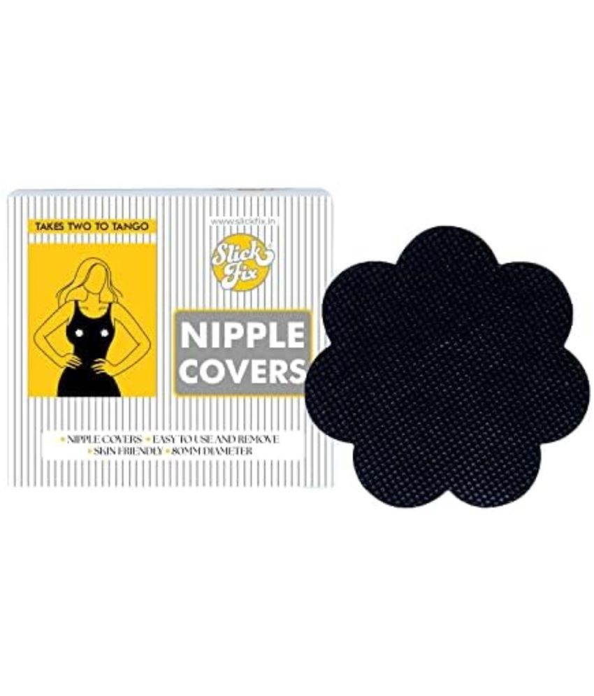     			SLICKFIX Self Adhesive Nipple Covers (Black Colour) Pack of 10 Nipple Pasties, Nipple Protectors, Bra-Free Clothing, Disposable, Nipple Stickers, Breast Covers