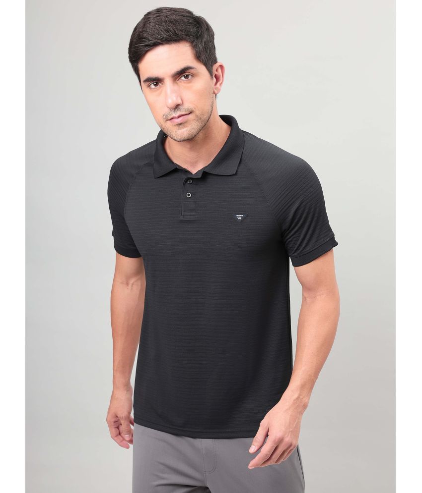     			Technosport Black Polyester Slim Fit Men's Sports Polo T-Shirt ( Pack of 1 )