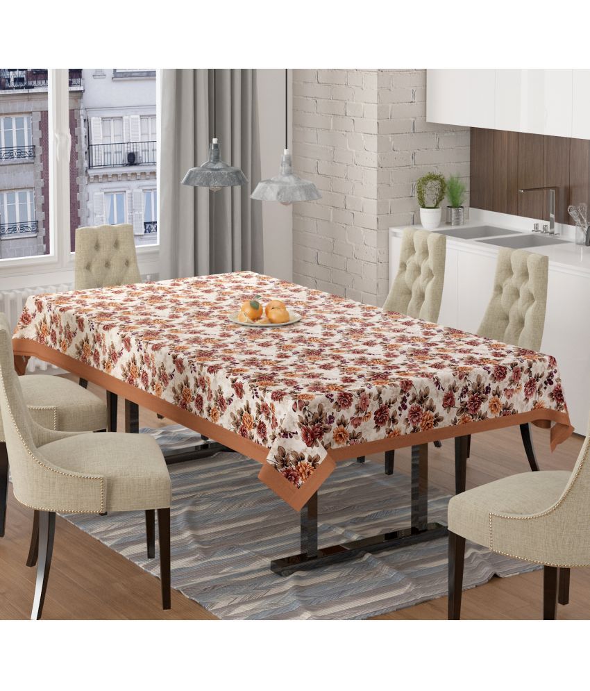     			WISEHOME Printed Velvet 6 Seater Rectangle Table Cover ( 228 x 152 ) cm Pack of 1 Brown