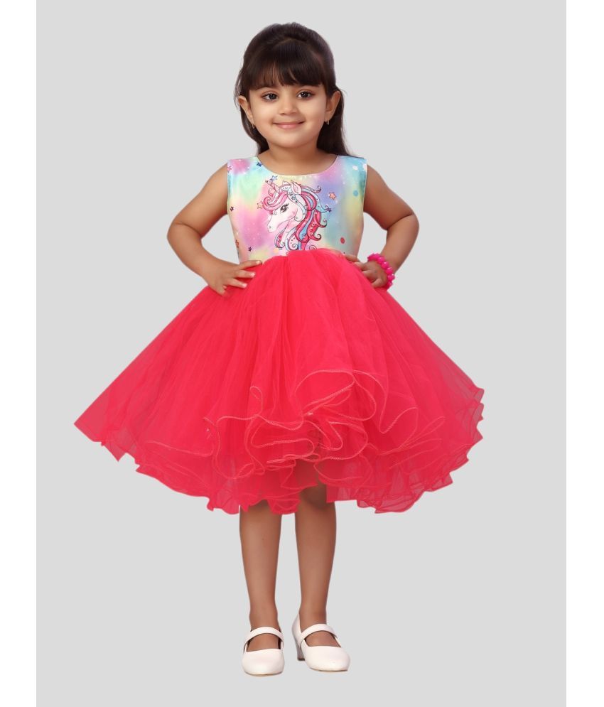     			Aarika Pink Nylon Girls Fit And Flare Dress ( Pack of 1 )