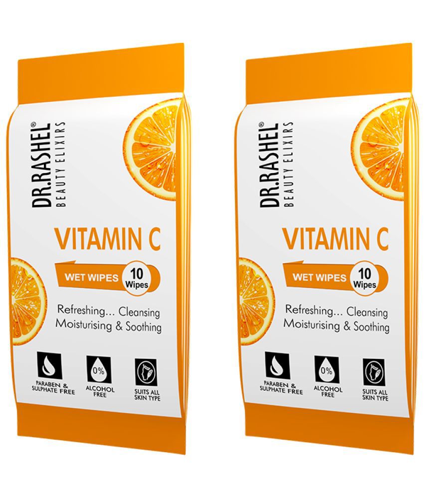     			DR.RASHEL  Vitamin C Dirt Remover  Facial Wipes Pack of 2  Wet Wipes ( 20 Pcs )
