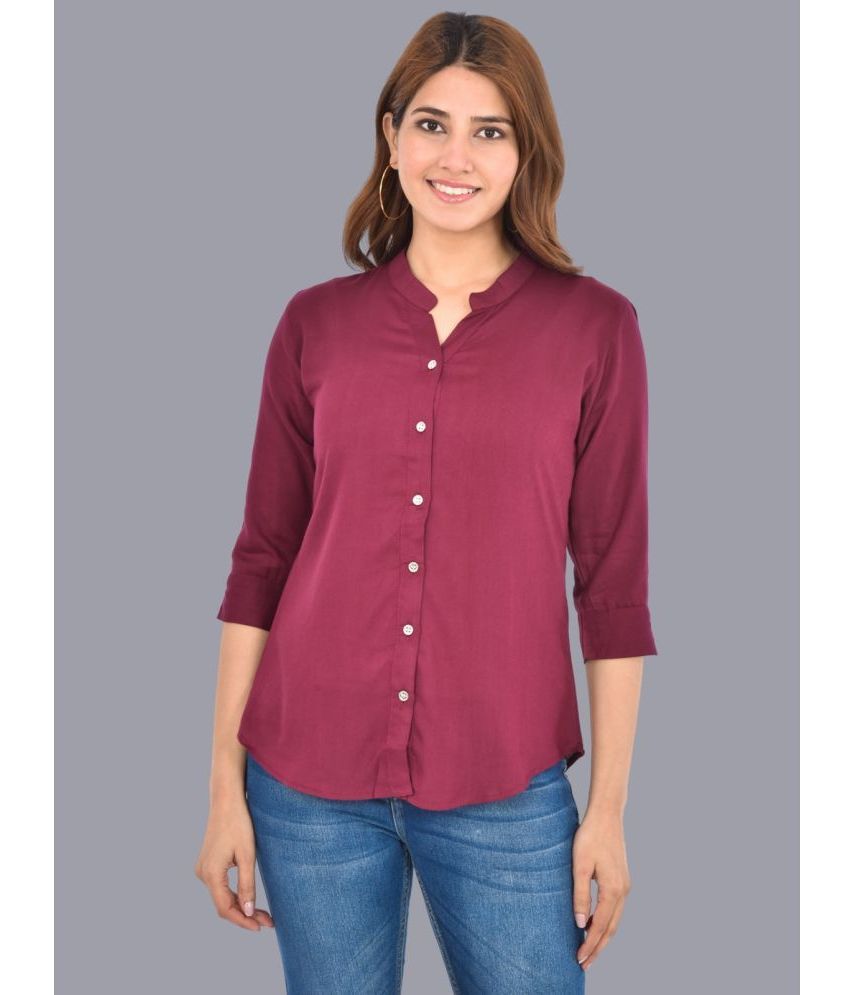     			FABISHO Wine Rayon Women's Shirt Style Top ( Pack of 1 )