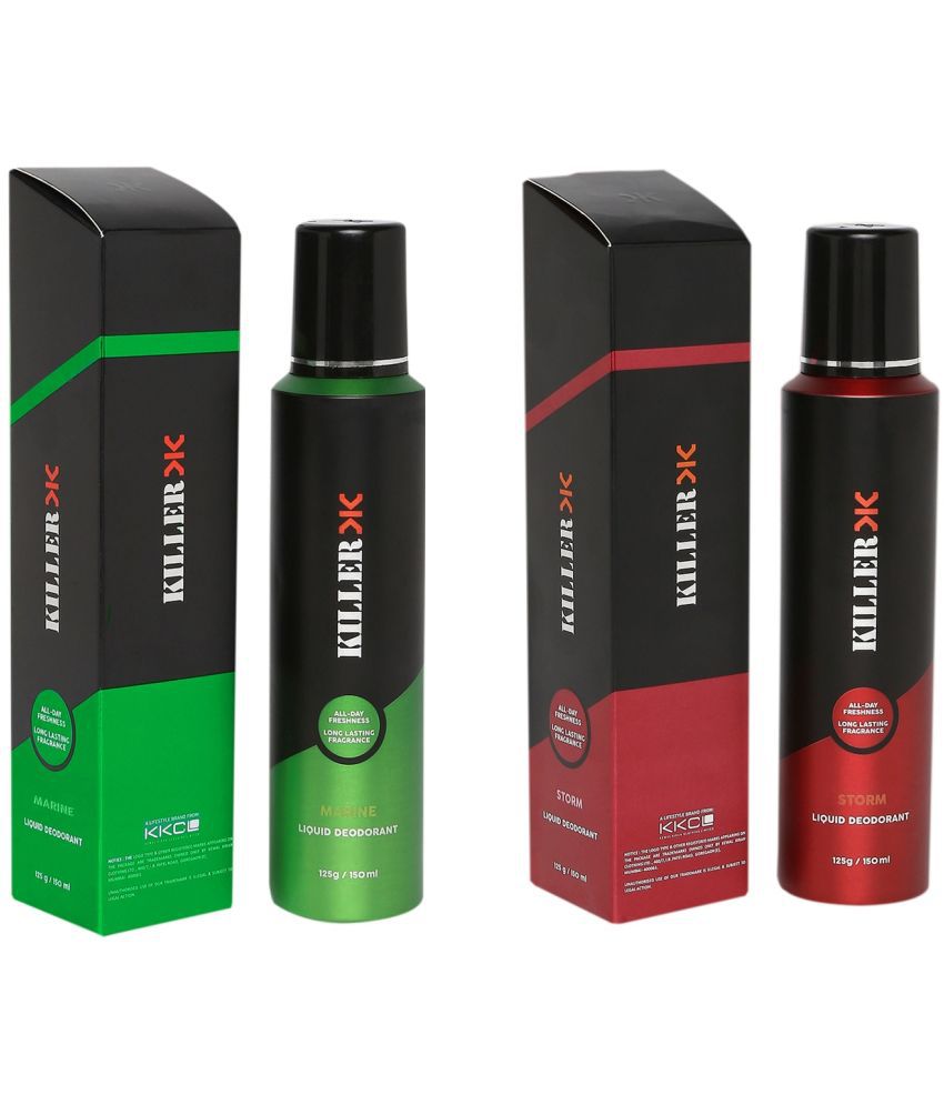     			Killer MARINE & STORM combo pack of 2 no gas Deodorant Spray for Men 150 ml ( Pack of 2 )