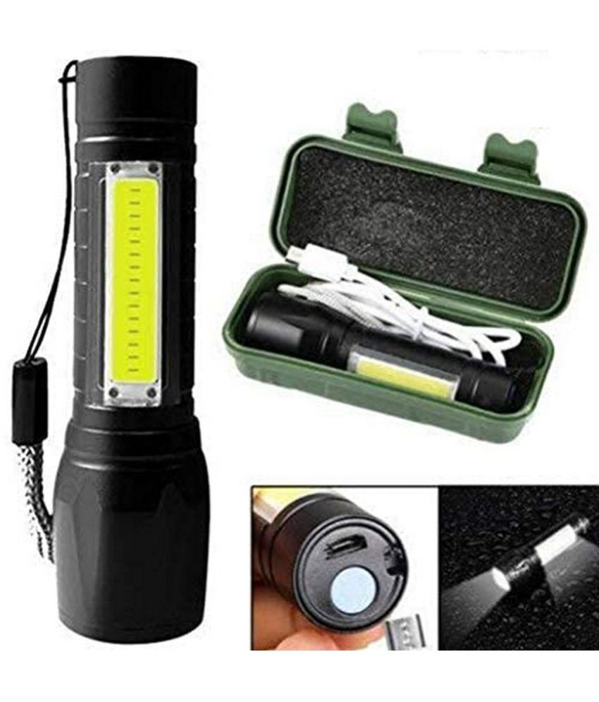     			LED Flashlight with COB Light Mini Waterproof Portable LED XPE COB Flashlight - 13W Rechargeable Flashlight Torch