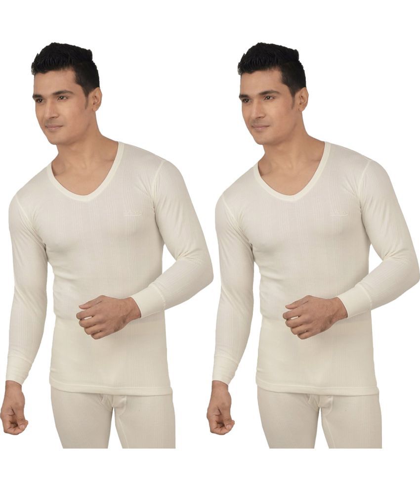     			Lux Inferno White Polyester Men's Thermal Tops ( Pack of 2 )