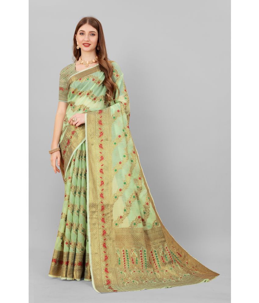    			OFLINE SELCTION Silk Self Design Saree With Blouse Piece - Green ( Pack of 1 )