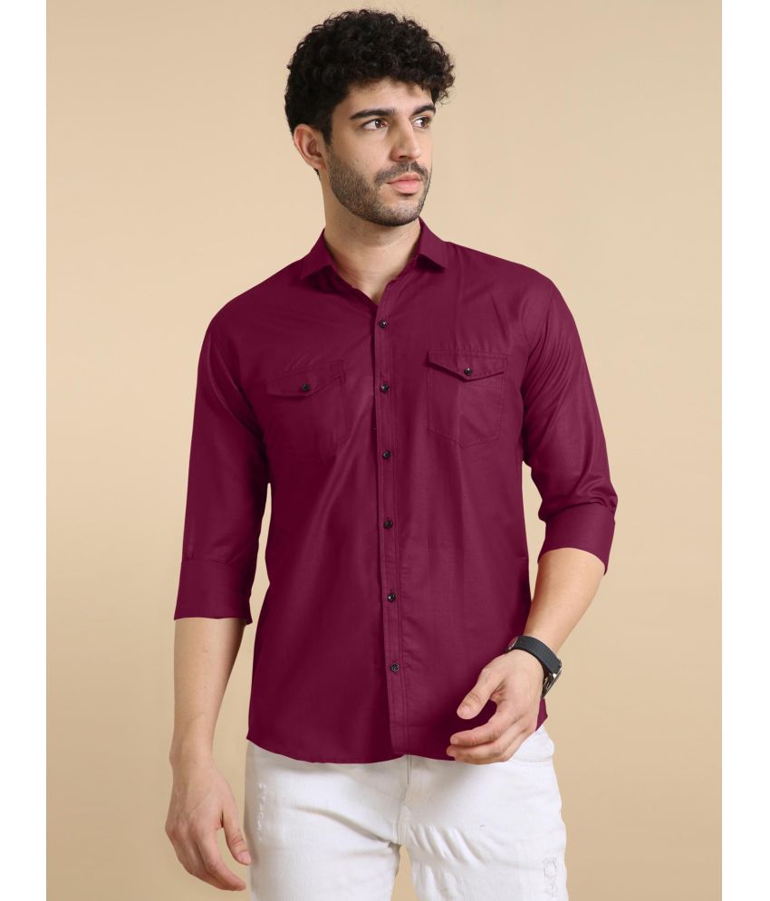     			P&V CREATIONS Cotton Blend Regular Fit Solids Full Sleeves Men's Casual Shirt - Wine ( Pack of 1 )
