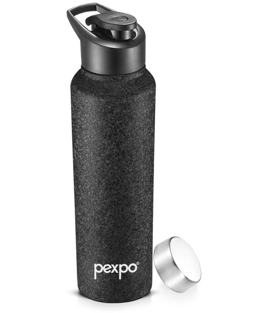     			Pexpo Sports and Hiking Stainless Steel Chromo Black Fridge Water Bottle 1000ml mL ( Set of 1 )