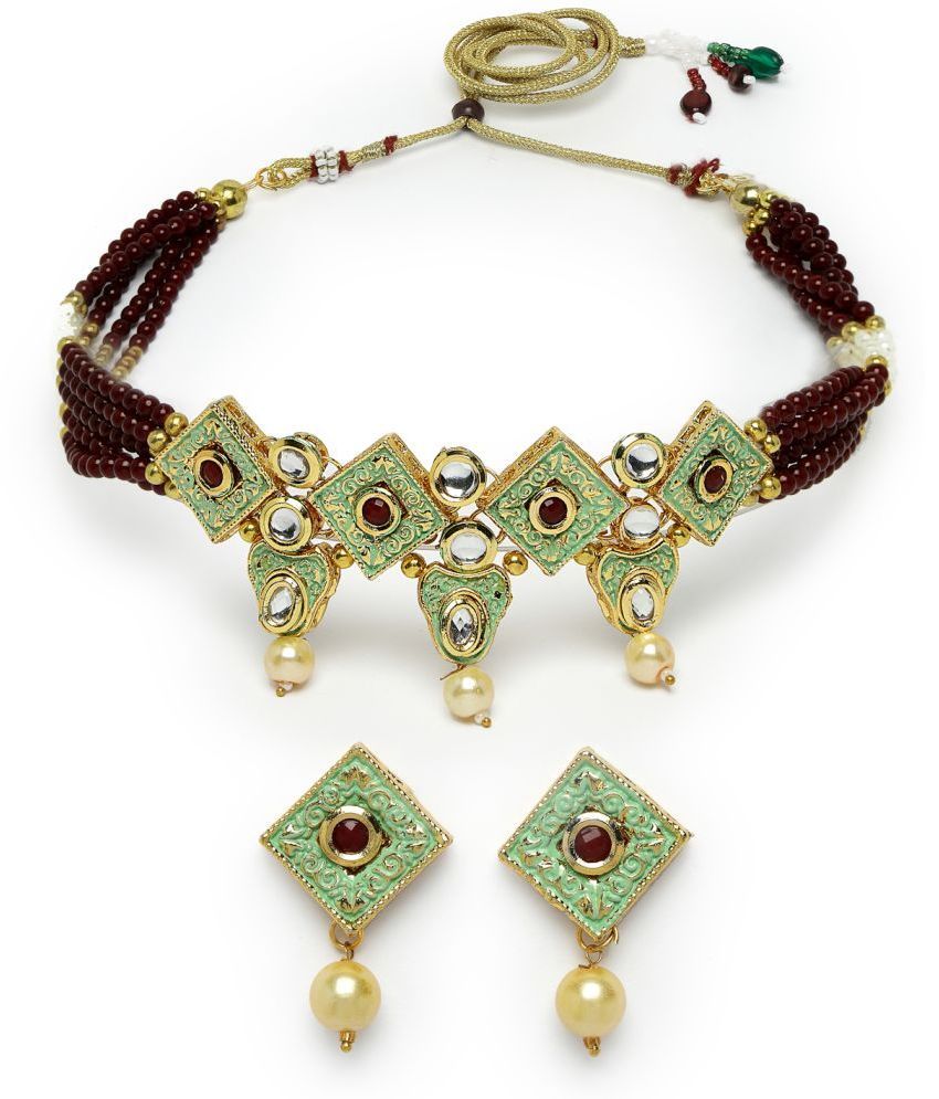     			Sukkhi Maroon Alloy Necklace Set ( Pack of 1 )