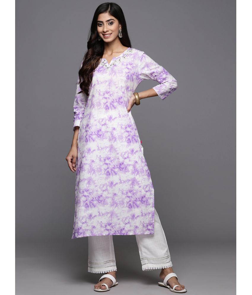     			Varanga Cotton Dyed Straight Women's Kurti - Purple ( Pack of 1 )