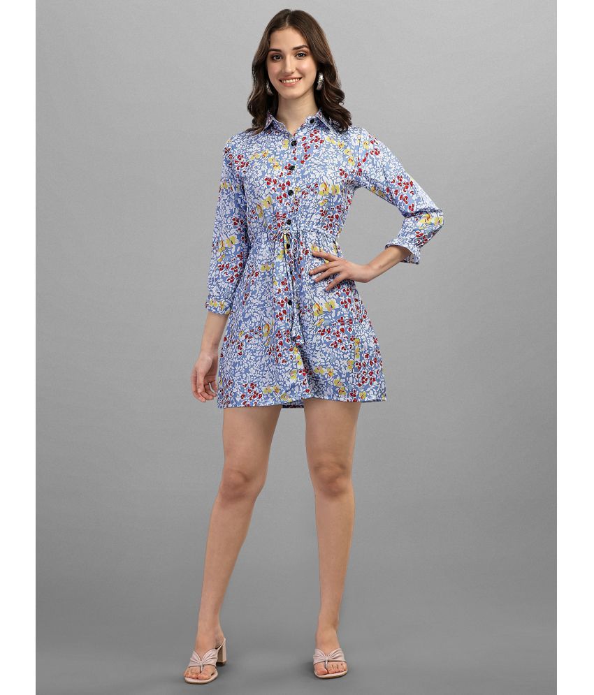     			gufrina Rayon Printed Mini Women's Shirt Dress - Blue ( Pack of 1 )