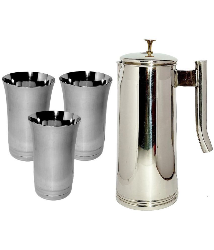     			A & H ENTERPRISES Water Jug with Lid Stainless Steel Jug and Glass Combo 1800 mL
