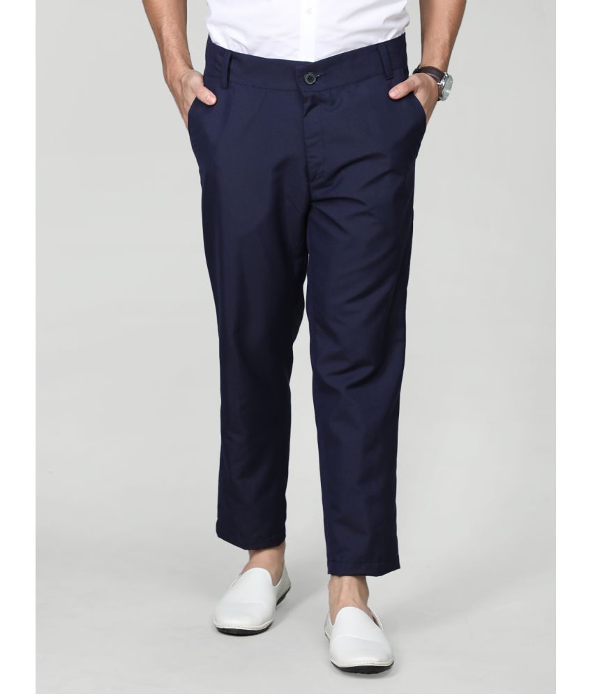     			Chkokko Regular Flat Men's Formal Trouser - Navy Blue ( Pack of 1 )