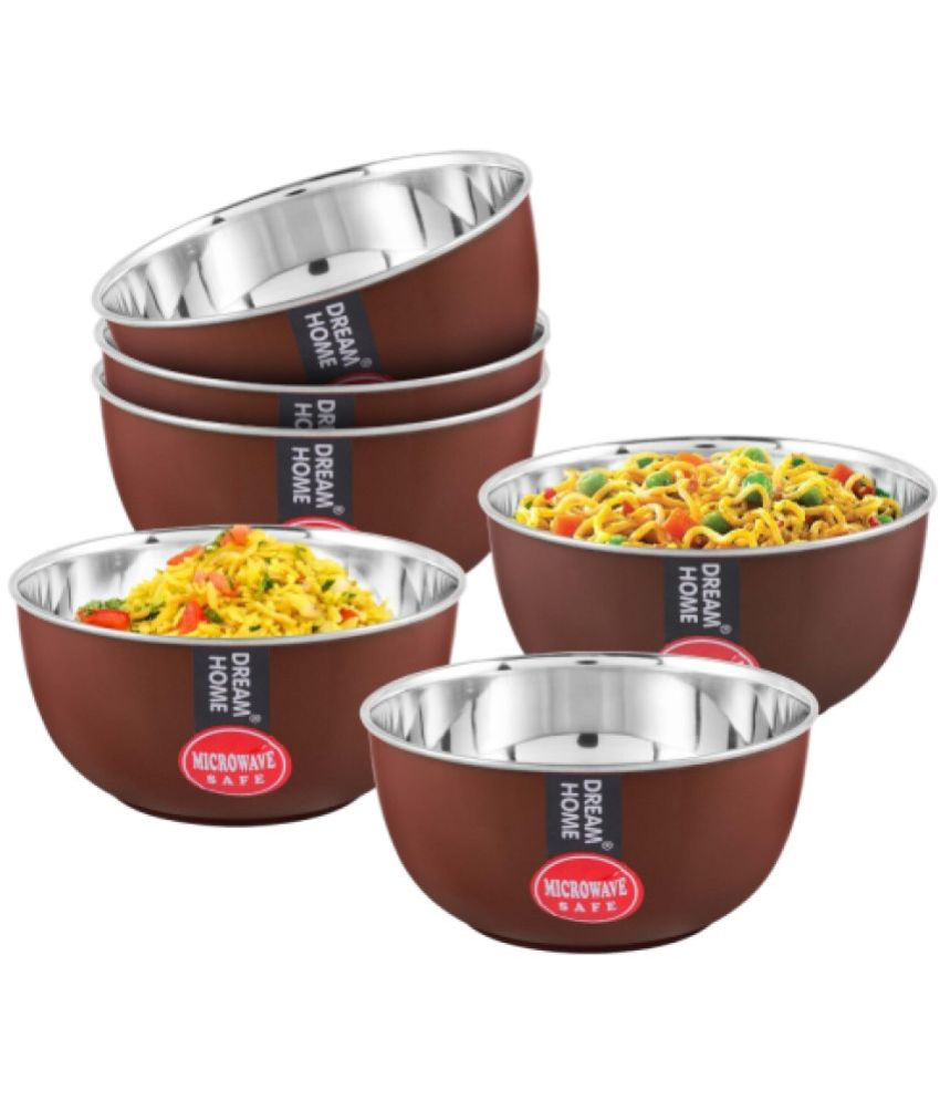     			Dream Home Star Bowl 1 Stainless Steel Cereal Bowl 400 mL ( Set of 6 )