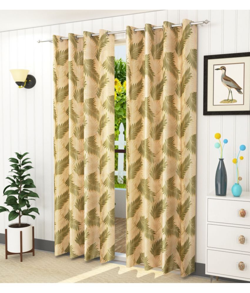     			Homefab India Nature Semi-Transparent Eyelet Curtain 5 ft ( Pack of 2 ) - Green