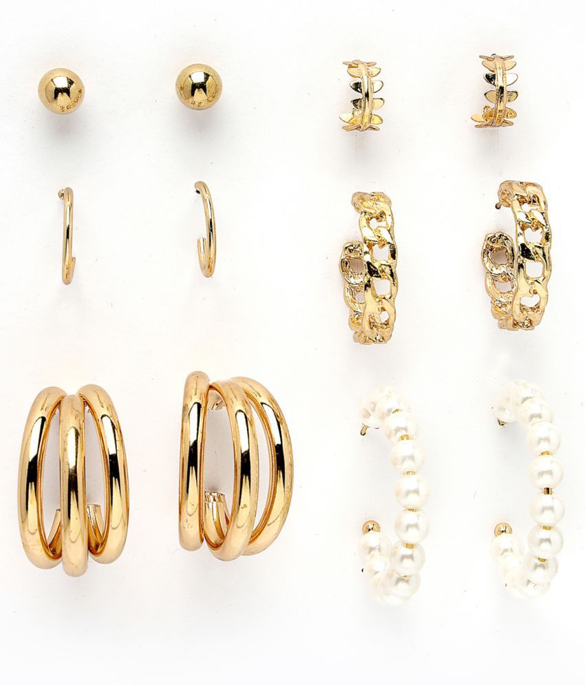     			Scintillare by Sukkhi Gold Hoops Earrings ( Pack of 6 )