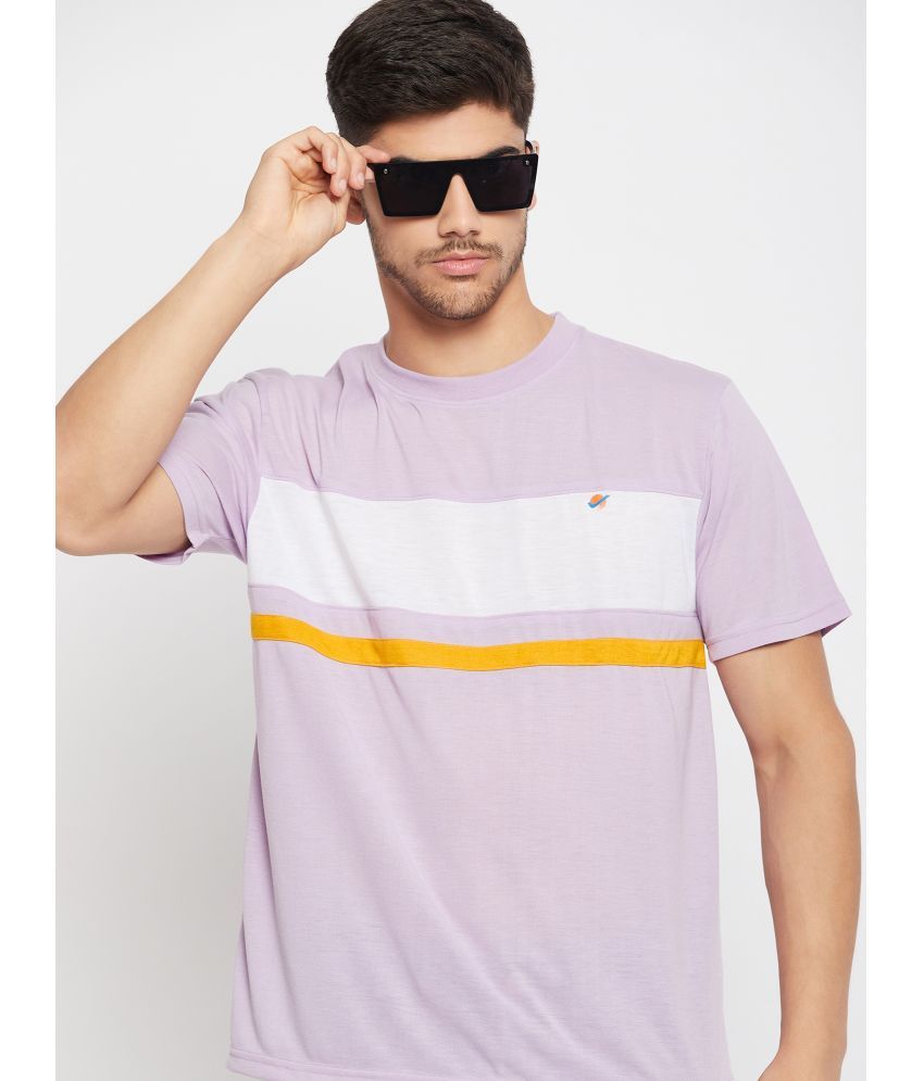     			Auxamis Cotton Blend Regular Fit Colorblock Half Sleeves Men's T-Shirt - Lavender ( Pack of 1 )