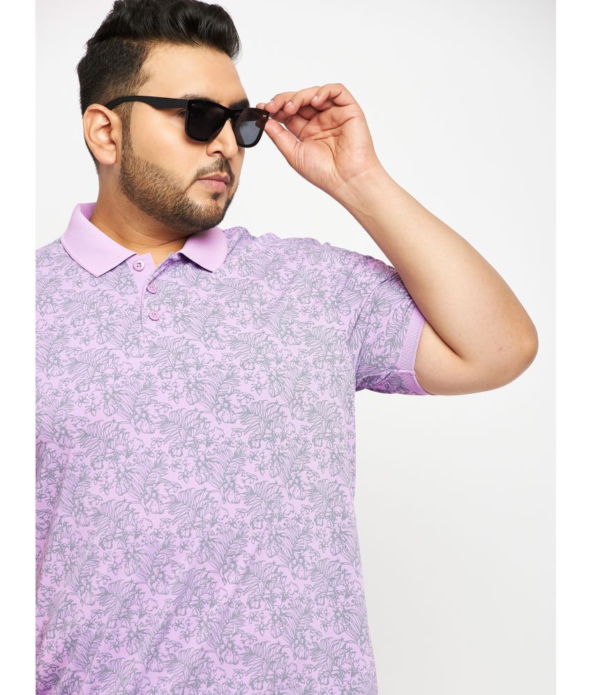     			Auxamis Cotton Blend Regular Fit Printed Half Sleeves Men's Polo T Shirt - Lavender ( Pack of 1 )