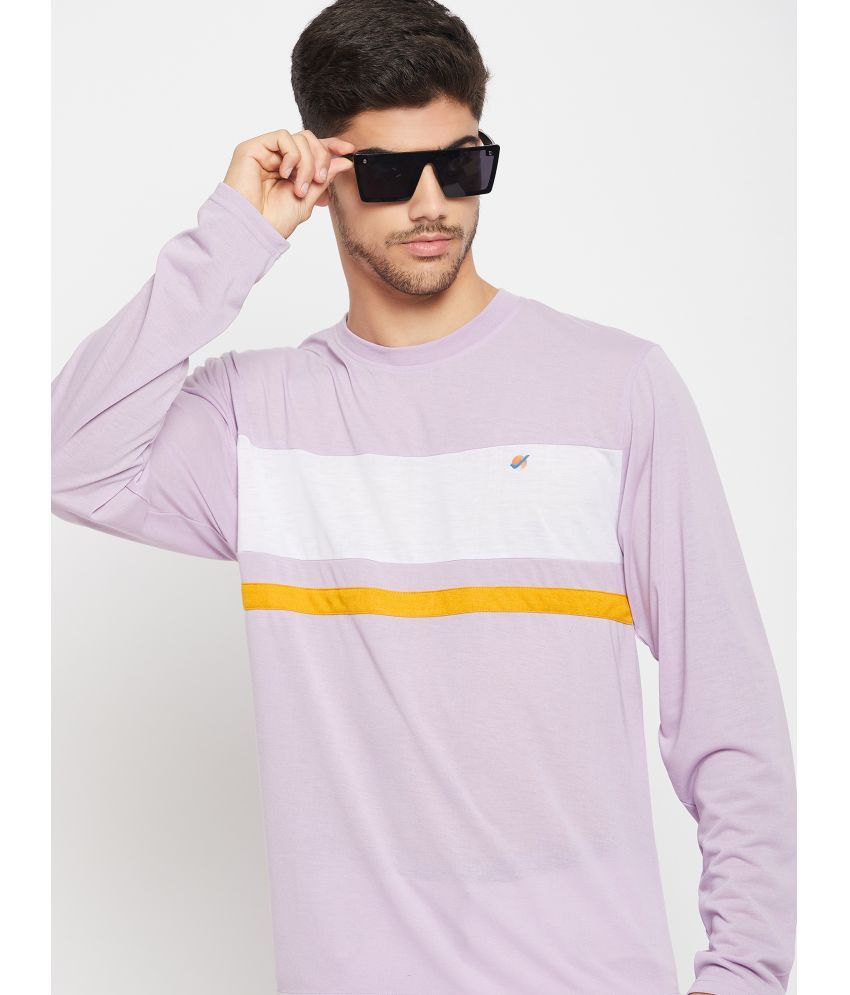     			Auxamis Cotton Blend Regular Fit Colorblock Full Sleeves Men's T-Shirt - Lavender ( Pack of 1 )