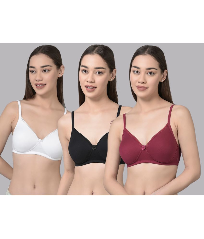     			Dollar Missy Pack of 3 Cotton Lightly Padded Women's T-Shirt Bra ( Multicolor )