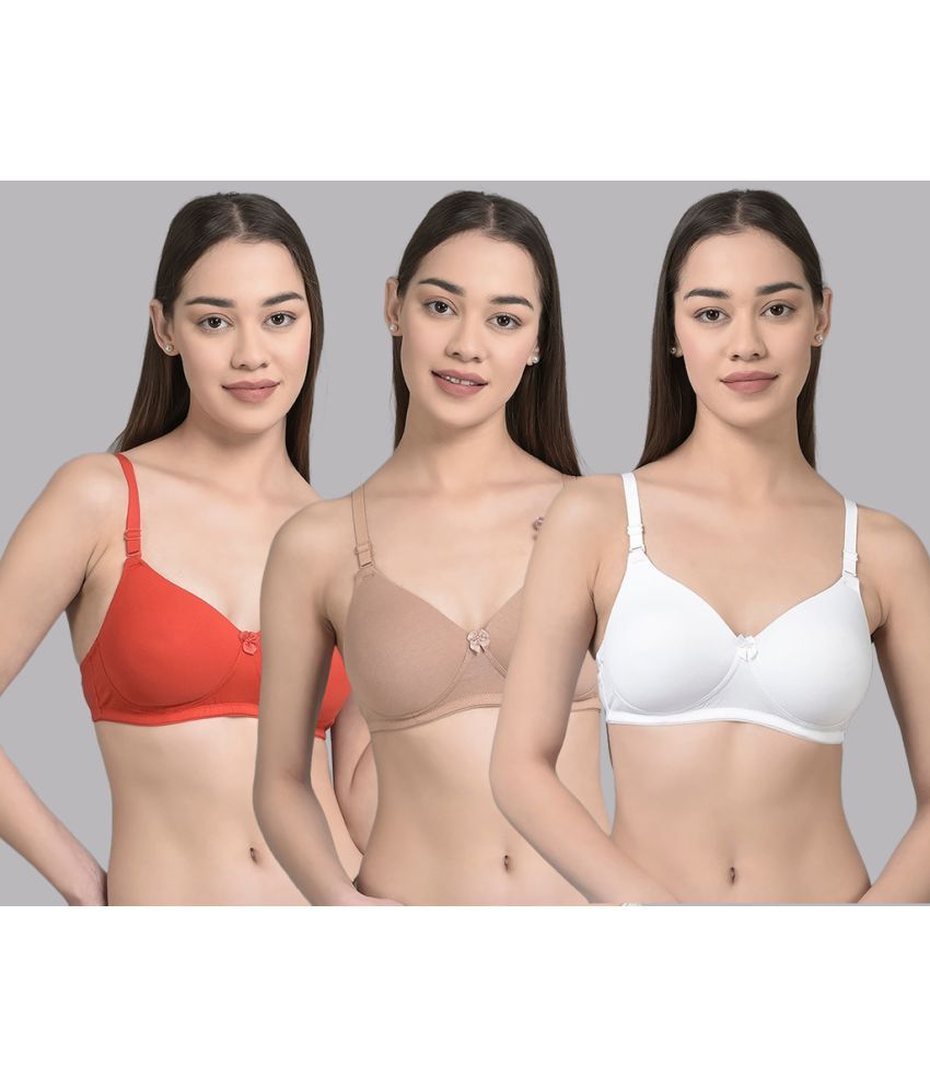     			Dollar Missy Multicolor Cotton Lightly Padded Women's T-Shirt Bra ( Pack of 3 )