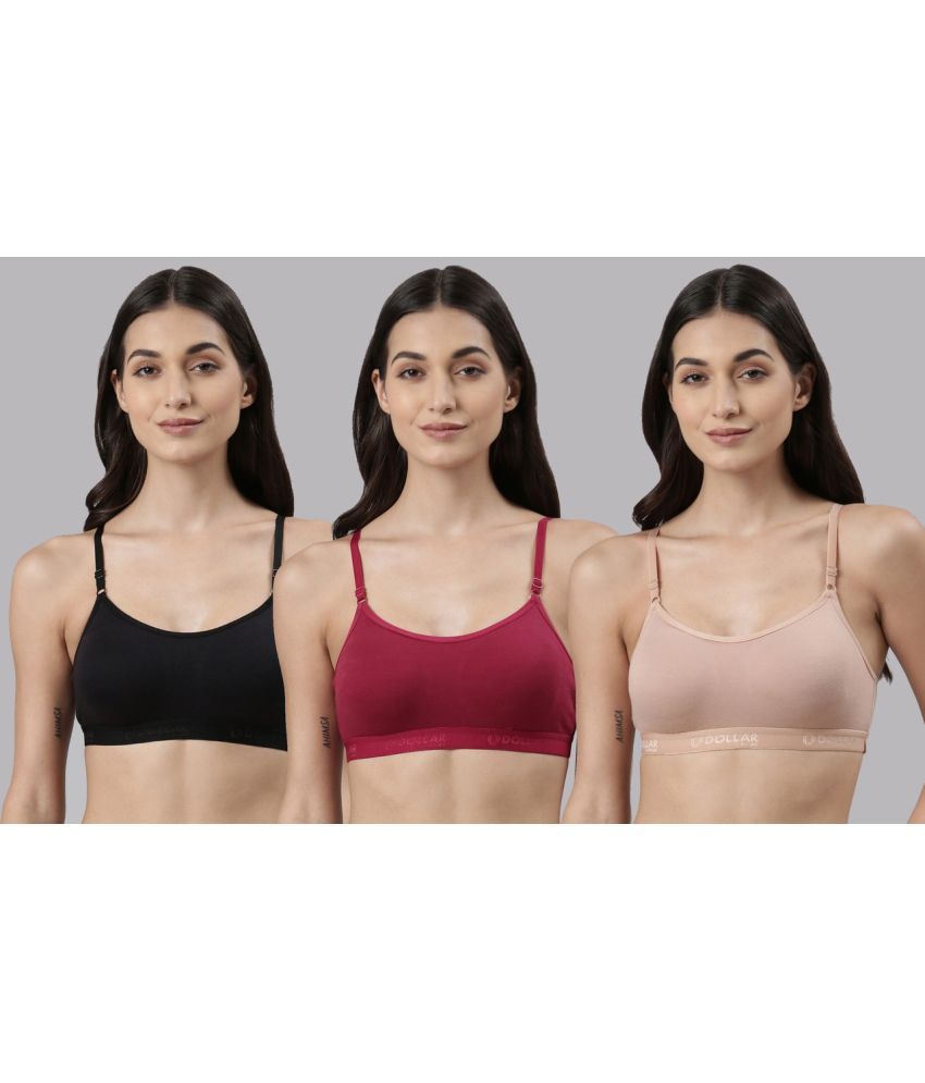     			Dollar Missy Multicolor Cotton Non Padded Women's Bralette Bra ( Pack of 3 )