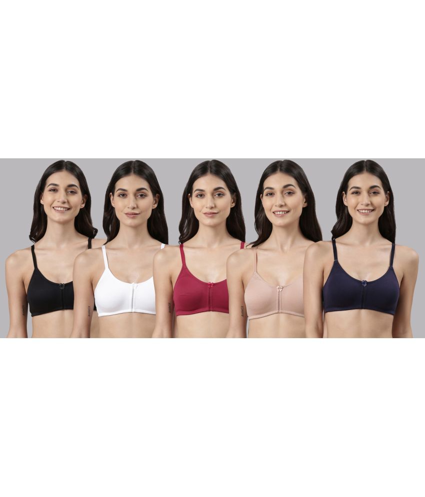     			Dollar Missy Pack of 5 Cotton Non Padded Women's Everyday Bra ( Multicolor )