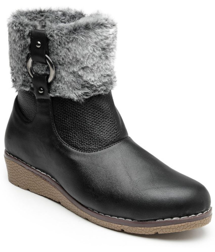     			NATSHUZ Black Women's Ankle Length Boots