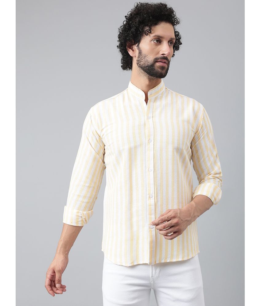     			RIAG 100% Cotton Regular Fit Striped Rollup Sleeves Men's Casual Shirt - Cream ( Pack of 1 )