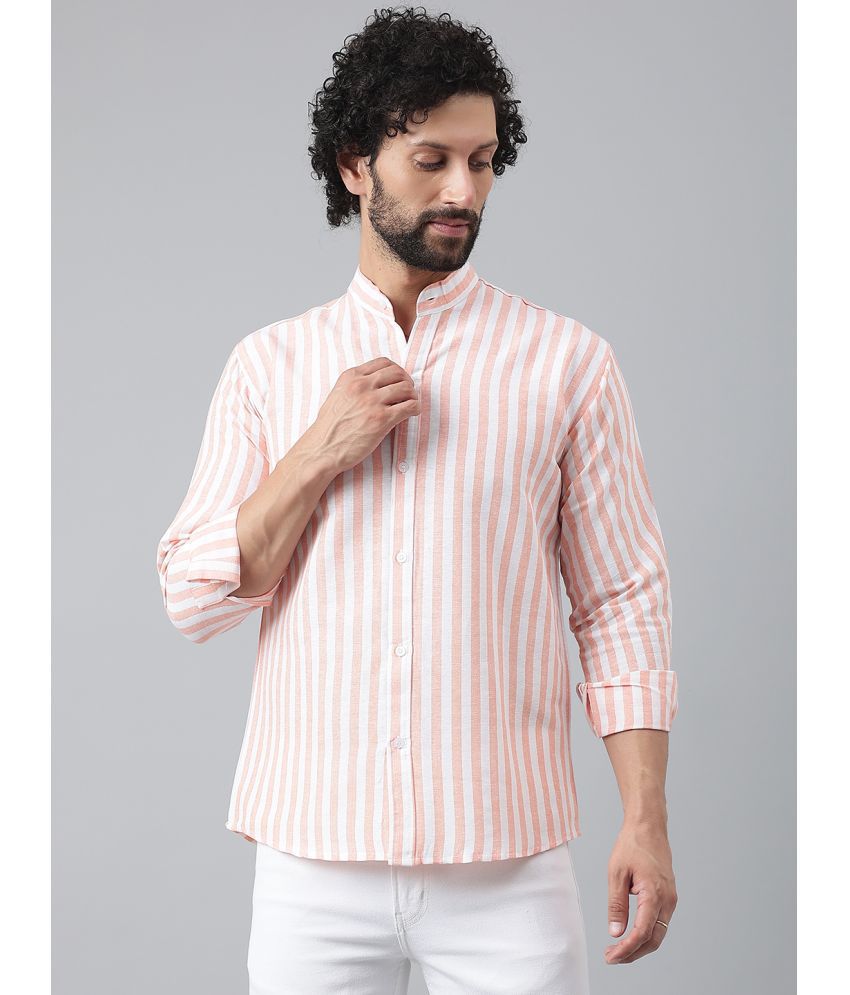     			RIAG 100% Cotton Regular Fit Striped Rollup Sleeves Men's Casual Shirt - Peach ( Pack of 1 )