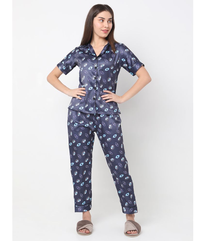     			Smarty Pants Blue Satin Women's Nightwear Nightsuit Sets ( Pack of 1 )