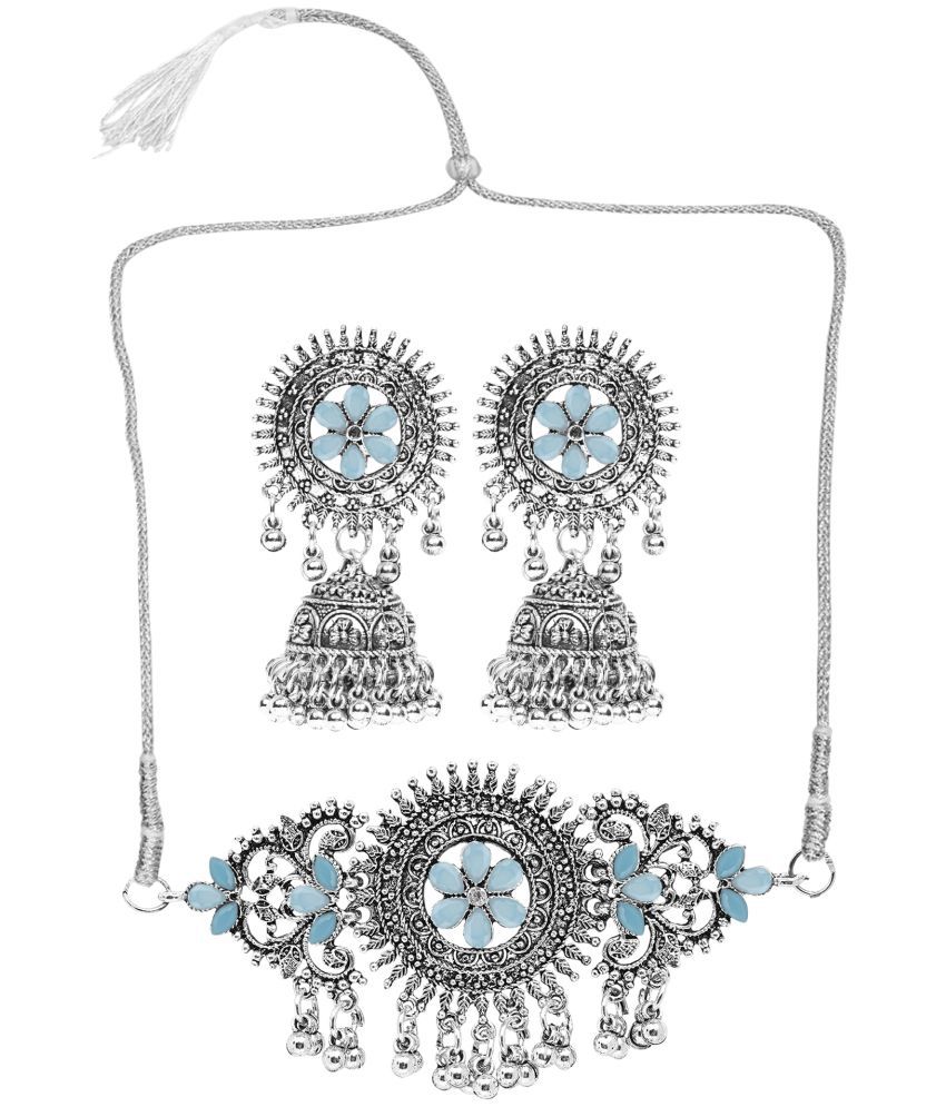     			Sunhari Jewels Blue German Necklace Set ( Pack of 1 )