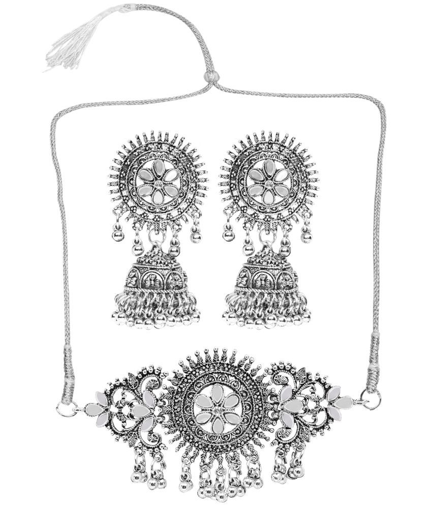     			Sunhari Jewels Silver German Necklace Set ( Pack of 1 )